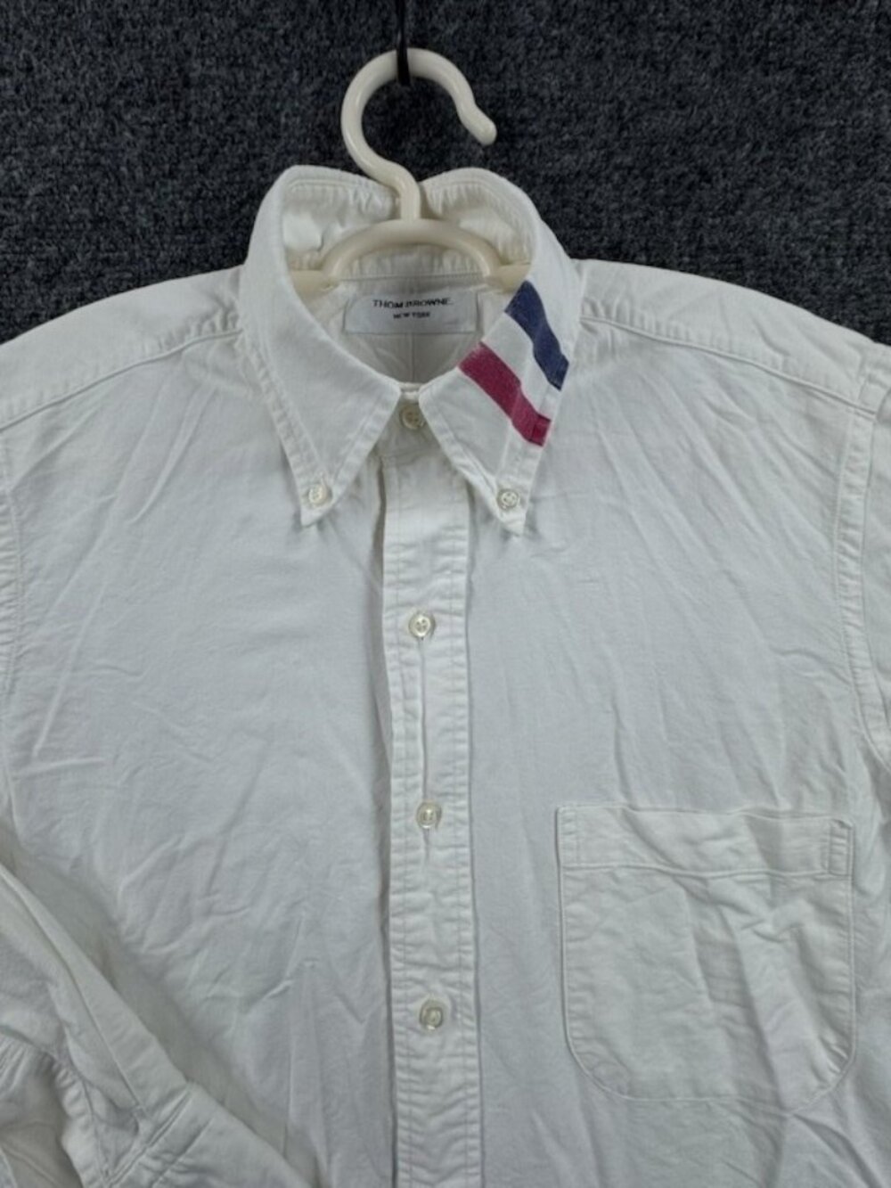 Thom Browne 1 Cotton USA New York Button-Down White Long Sleeve Mens Shirt Adult